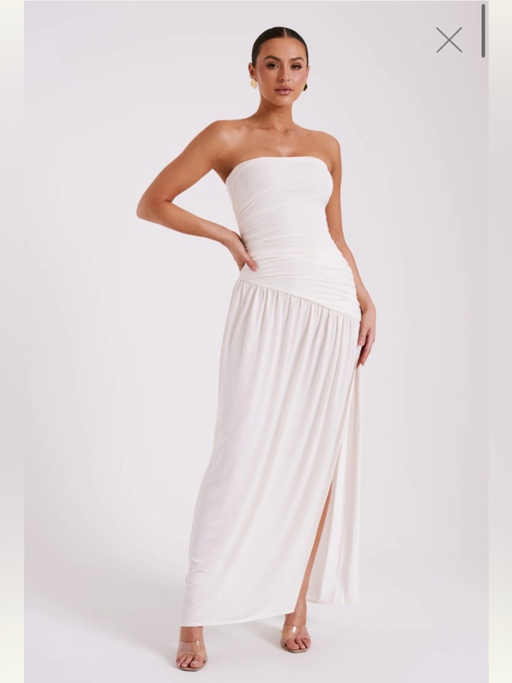 Meshki Strapless Slinky Maxi Dress With Split
